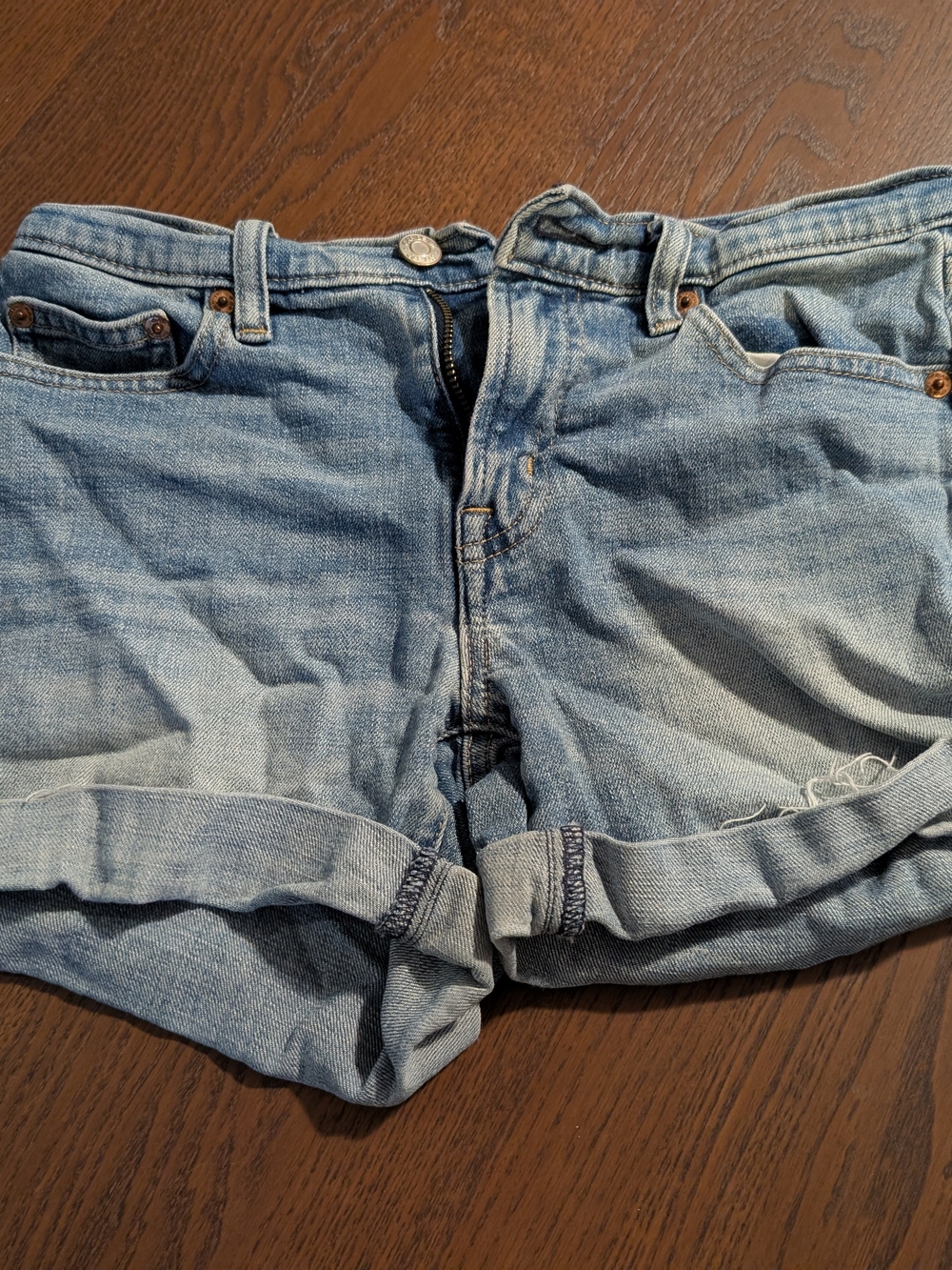 GAP Light Wash Rolled Cuff Girlfriend Denim Shorts